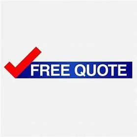 A large red tick next to a blue rectangular banner with the white text FREE QUOTE on it, set against a plain white background. A large red tick next to a blue rectangular banner with the white text FREE QUOTE on it, set against a plain white background.