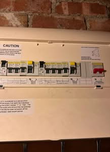 Consumer unit inspected during an EICR certificate in Raynes Park by BuildSpark electrician.